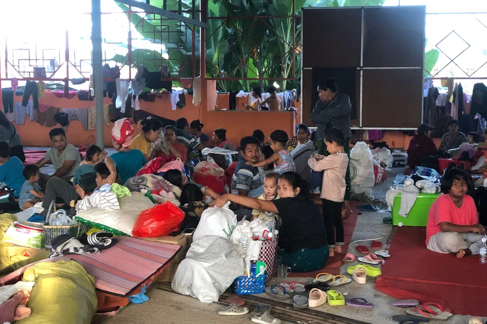 People resting at a shelter in Lashio, Shan state. The rebel offensive initially made inroads in junta-controlled areas on the border with China in Shan State, where military authorities have lost control of several towns and more than 100 security outposts.