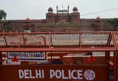 Police barricades outside the Red Fort, ahead of the G20 Summit in New Delhi, on Thursday (Sep 7). 