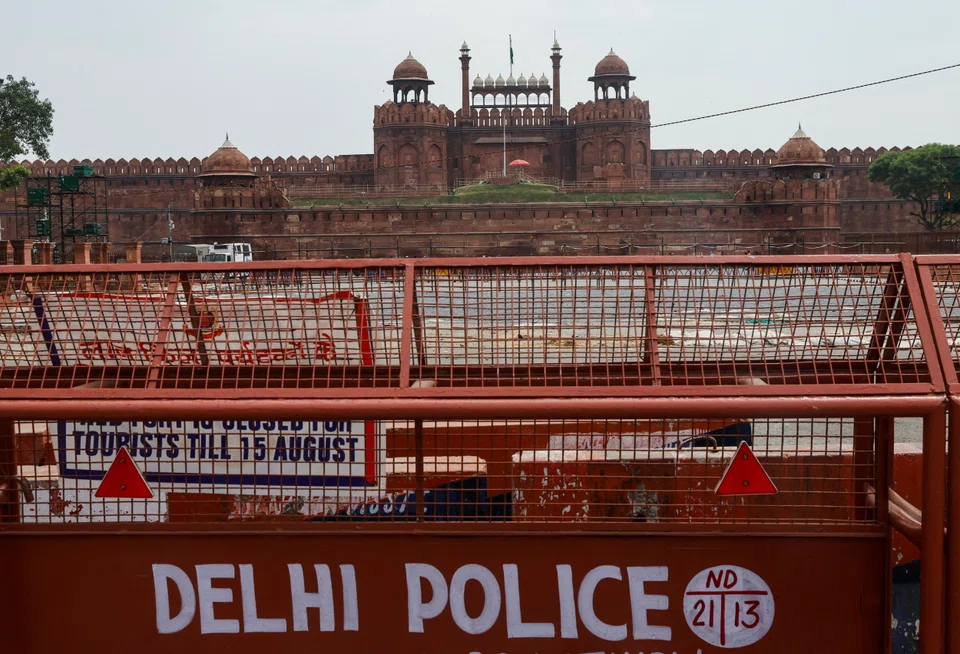 Police barricades outside the Red Fort, ahead of the G20 Summit in New Delhi, on Thursday (Sep 7). 