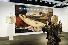 "Sleeping Venus" by Ai Wei Wei on display at the German gallery Neugerriemschneider booth during the Paris+ par Art Basel art fair in Paris on Oct 22, 2022. 