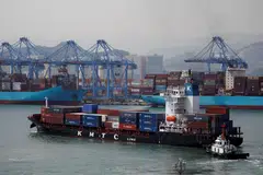 Shipments adjusted for working-day differences decreased 2.1 per cent from a year earlier, the customs office says. Headline exports fell 4.4 per cent in September, compared with a 8.3 per cent drop in the previous month.