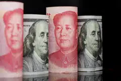 Chinese state banks sold dollars for yuan after the local currency weakened past the psychologically important 7.2 per dollar to lows of 7.24, sources said.