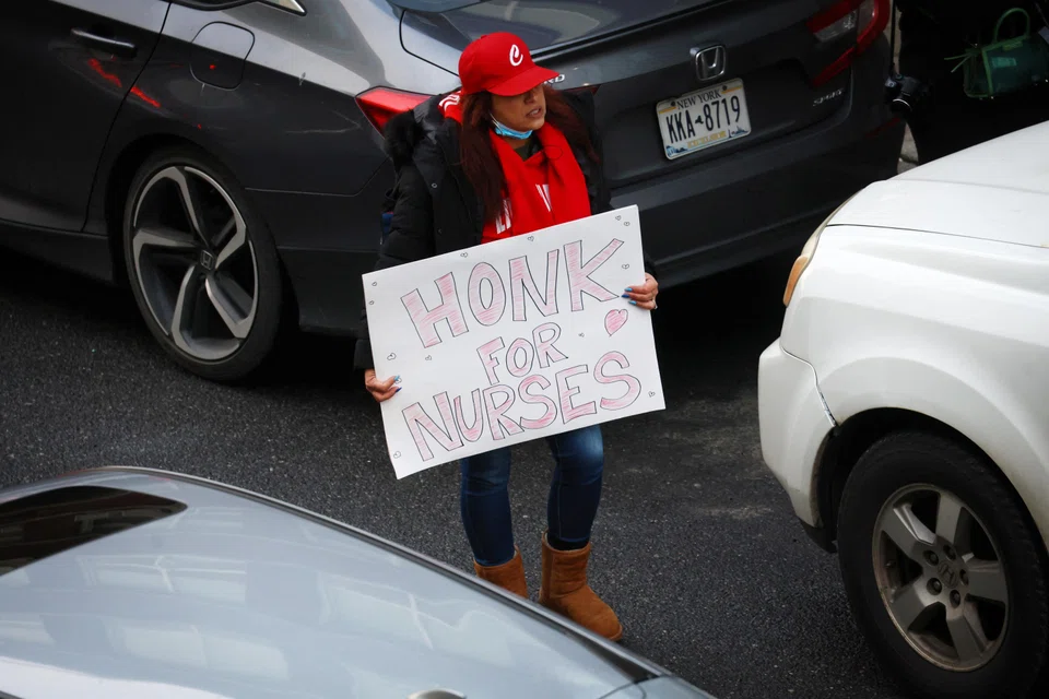 The walkout involves more than 7,000 nurses at Montefiore Medical Center in the Bronx and Mount Sinai Hospital in Manhattan, the New York State Nurses Association said in a statement.