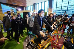 Deputy Prime Minister Lawrence Wong interacting with an exhibit at the Google for Singapore event