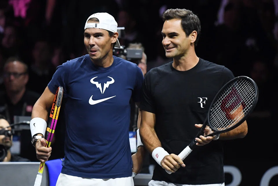 (From left) Rafael Nadal and Roger Federer during a practice session of team Europe, ahead of the Laver Cup;  Federer bowing out for his last competitive match with Nadal alongside him is a dream scenario.