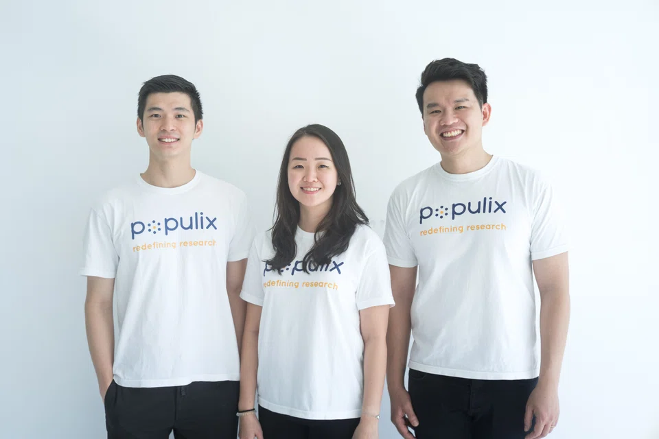 From L-R; Jonathan Benhi, Eileen Kamtawijoyo and Timothy Astandu, founders of Populix
