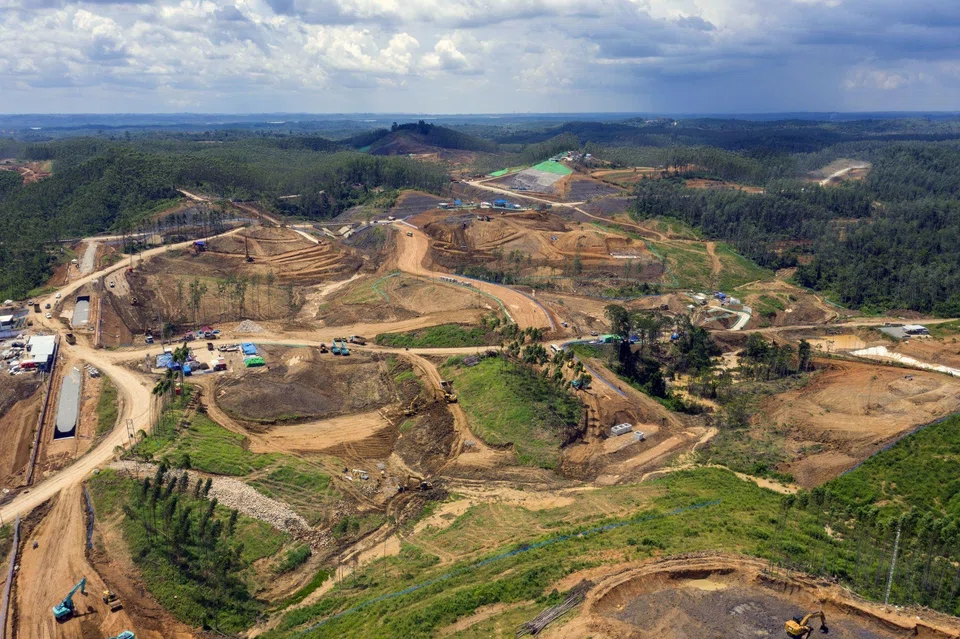 Indonesia's new capital under construction at Nusantara, in East Kalimantan. The country is pushing to complete  by mid-2024 the capital’s main administrative offices,  with at least 16,000 civil servants, military and police due to move there next year.