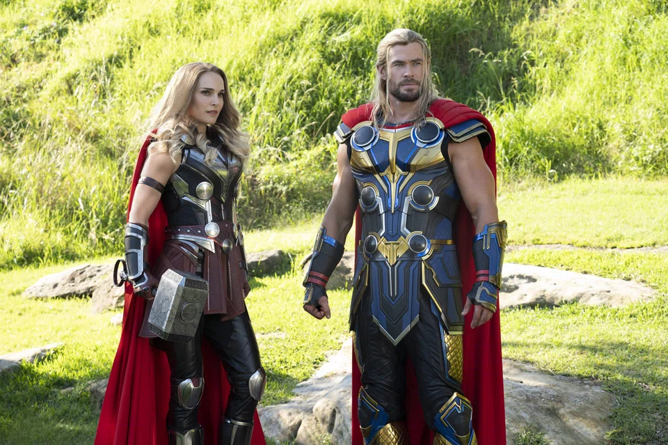 Thor: Love and Thunder stars Chris Hemsworth (right) as the space viking who finds himself pining for his ex-girlfriend Jane Foster (Natalie Portman (left).