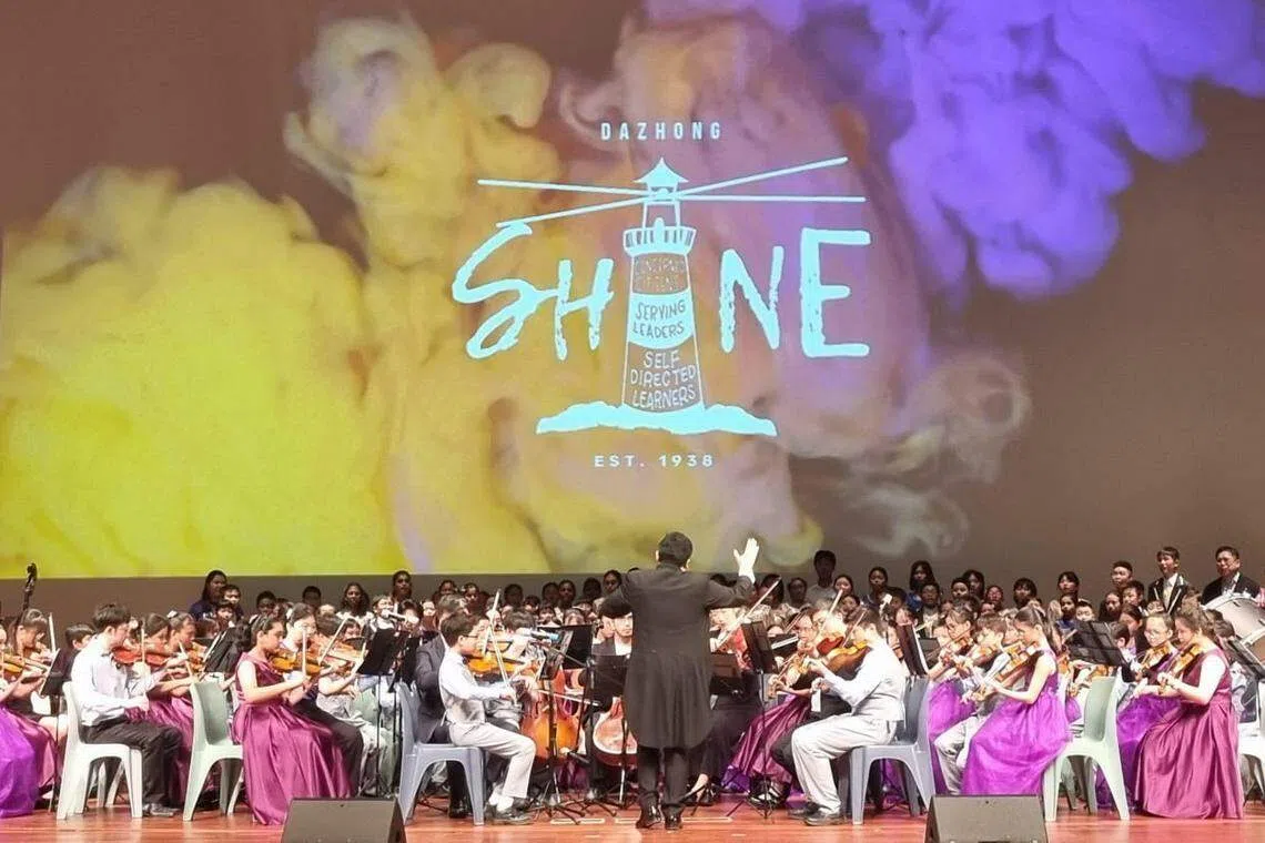 The Junior Orchestra performing at the Dare to Shine Arts Fest, which was part of Dazhong Primary School's 85th anniversary celebrations.