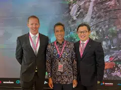 (From left) Andrew Mingst, director of Chevron New Energies International; Dannif Danusaputro, chief executive of Pertamina; and Chua Yong Hwee, director of Keppel New Energy, at the signing of the joint study agreement.