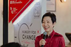 Minister for Sustainability and the Environment Grace Fu announcing the launch of 2023’s edition of the DBS Foundation X NEA Hungry for Change Challenge.