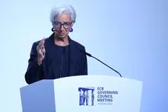 The ECB ended an unprecedented streak of 10 consecutive rate hikes last week and investors are now pricing in some chance of a cut as early as April, despite president Christine Lagarde’s (above) insistence that this is premature.