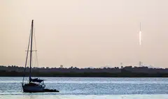 A SpaceX Falcon 9 rocket carrying a payload of 53 Starlink satellites lifts off from Launch Complex 39A at the Kennedy Space Center in Cape Canaveral, Florida, May 18, 2022.