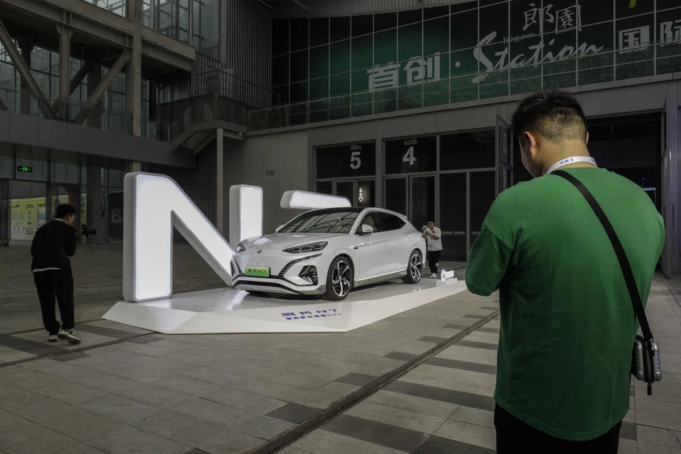 BYD's Denza N7 electric sport utility vehicle at its launch in Beijing this month. The company's push into India is part of its rapid global expansion to challenge Tesla. 