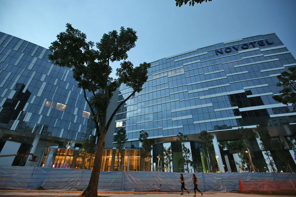Oxley Holdings' hotel development Novotel Singapore and Mercure Singapore along Stevens Road. The property developer reported on Wednesday a decline in revenue for the first half ended December 2022.