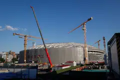 Construction site of the Worker's Stadium in Beijing, China, May 14, 2023. China gave up its hosting rights for the 2023 AFC Asian Cup football tournament due to the ongoing Covid-19 pandemic.
