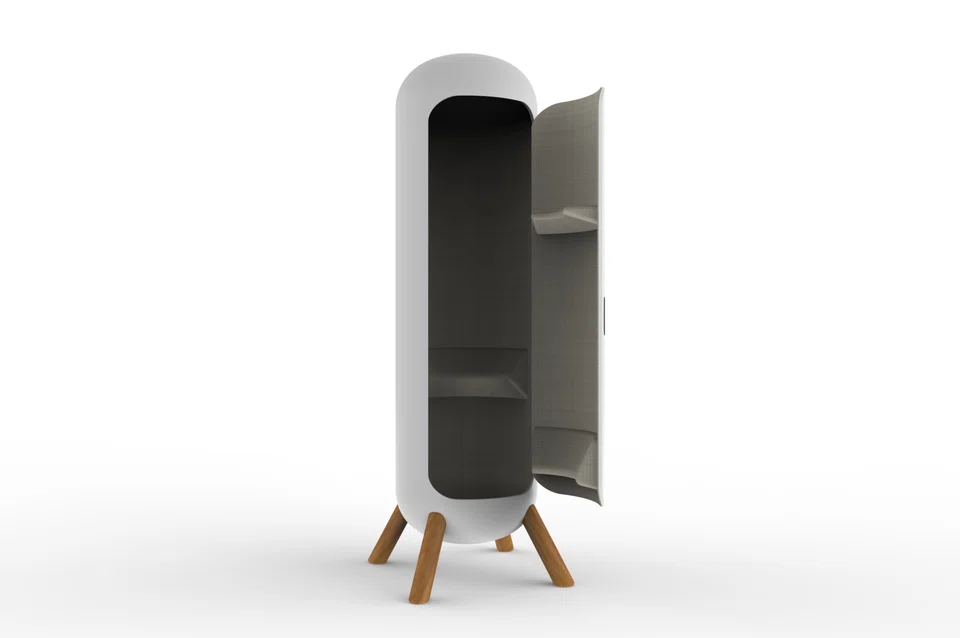 The nap box user will sleep in the pod like a flamingo, standing upright. 