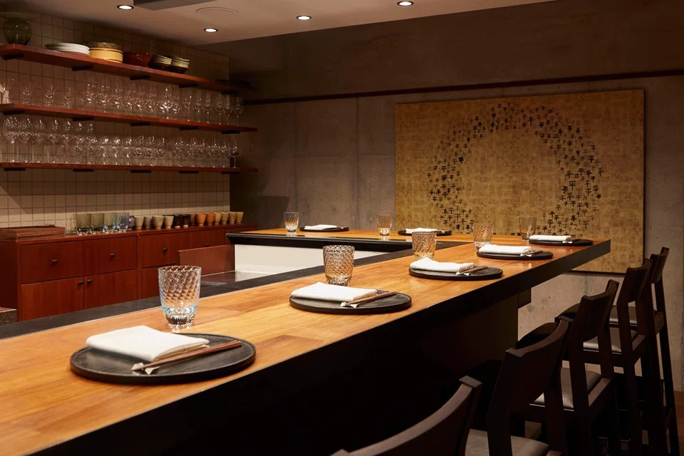 Interior of modern oden restaurant Heichan