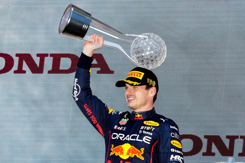 Red Bull’s Verstappen crossed the line first, and he was then awarded the title when second-place finisher Charles Leclerc was given a five-second penalty, dropping him to third.
