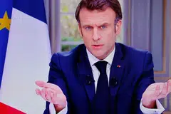 French President Emmanuel Macron is standing by the pension law, which was passed in parliament without a vote last week.