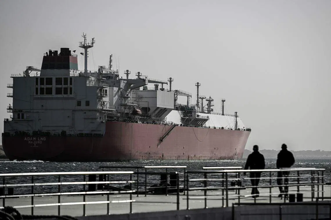 A ship crossing the Suez Canal towards the Red Sea on Dec 22. With Houthi rebels targeting vessels in recent weeks, major shipping companies have rerouted their operations. 