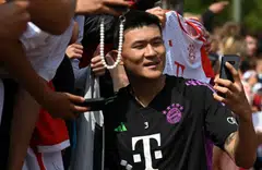 Bayern Munich's new signing Kim Min-jae takes a selfie with fans after a training session in Germany. The South Korean defender could be in Singapore to face Liverpool on Aug 2.