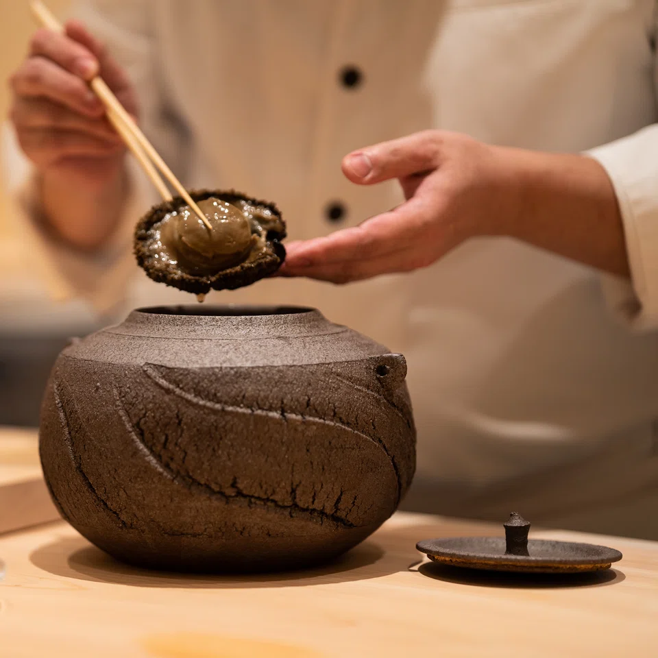 Sushi Sakuta's slow cooked abalone.