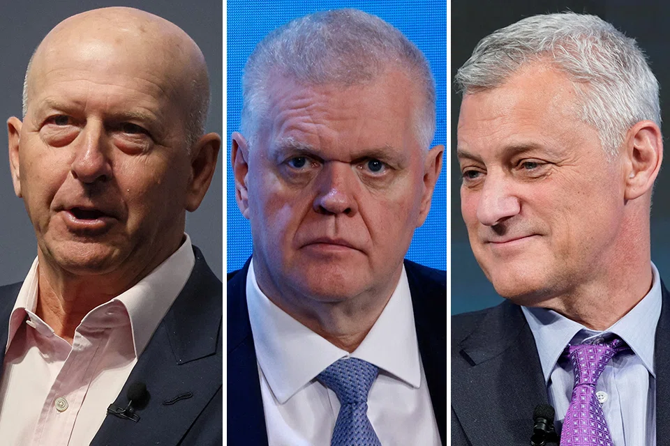 (From left) Goldman Sachs CEO David Solomon, HSBC CEO Noel Quinn and Standard Chartered boss Bill Winters are among the executives to have held face-to-face meetings with Chinese officials and regulators since last weekend.