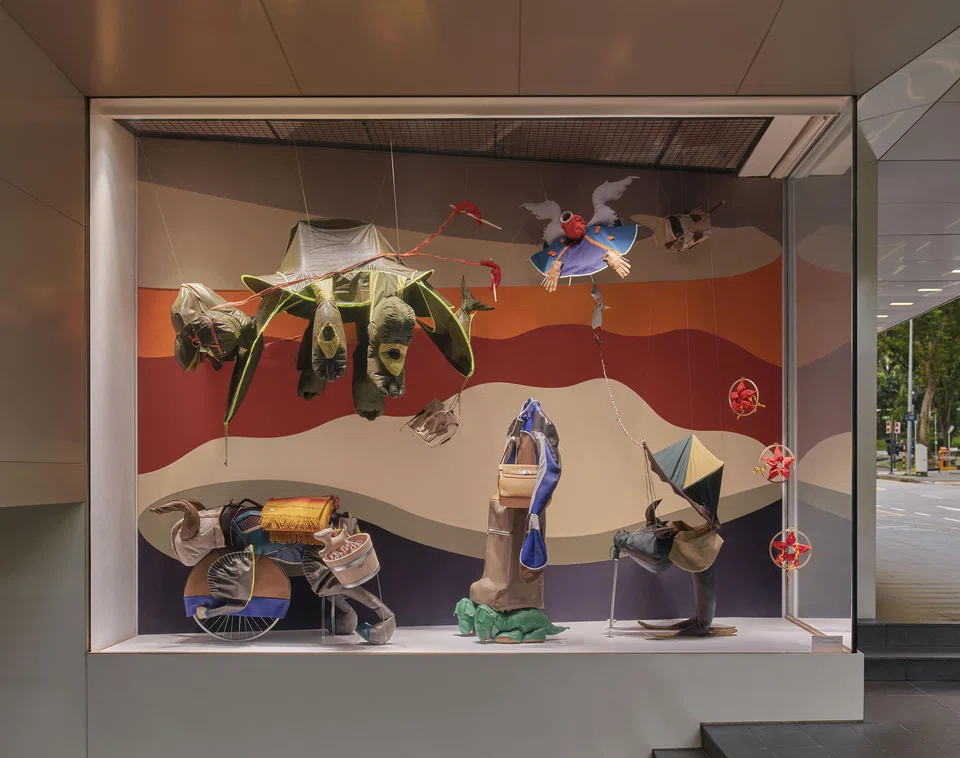 Hansol Kim's installation at Hermes' flagship store in Liat Towers runs from now till November.