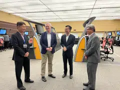 From left: Vincent Hwa, director (air traffic services), CAAS; Padhraic Kelleher, president of ICAO ANC; Han Kok Juan, director-general of CAAS; and Ng Tee Chiou, deputy director-general of CAAS at the Singapore Air Traffic Control Centre.