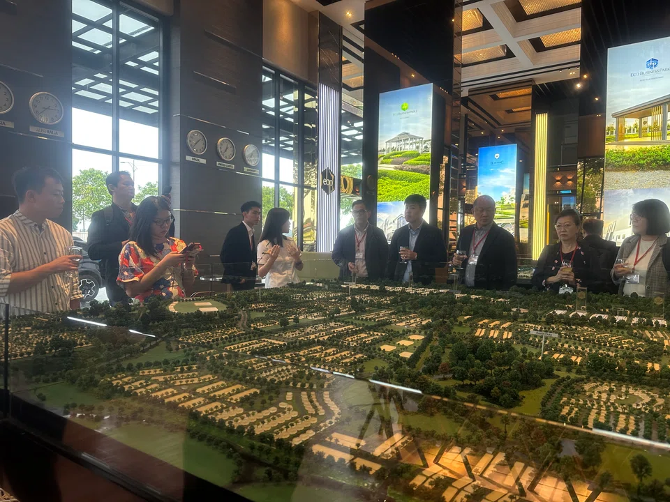 The delegates visiting one of the property sales galleries in Johor Bahru to know more about the latest industrial developments in the state.