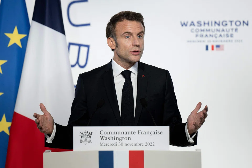 France's President Emmanuel Macron said free speech in democracy should be “based on respect and political order.”