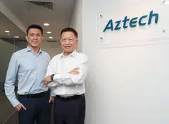 Michael Mun (right), executive chairman and CEO of Aztech, will help manage the group's accounting and finance functions following the resignation of CFO Leslie Tan until a replacement is found.