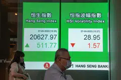 In early Asian trade, Hong Kong stocks retreated after a four per cent surge on Wednesday, while Tokyo, Shanghai, Singapore, Wellington and Taipei were also in the red. 