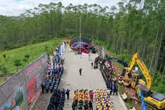 A flag-raising ceremony at ground zero of Indonesia's future capital in Sepaku, Penajam Paser Utara, East Kalimantan on Aug 17, 2022, on the country's 77th Independence Day. 