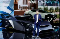 President and CEO of Nissan, Makoto Uchida unveils the Hyper Force Concept during a press day of the Japan Mobility Show 2023 in Tokyo, Japan, Oct 25, 2023.  