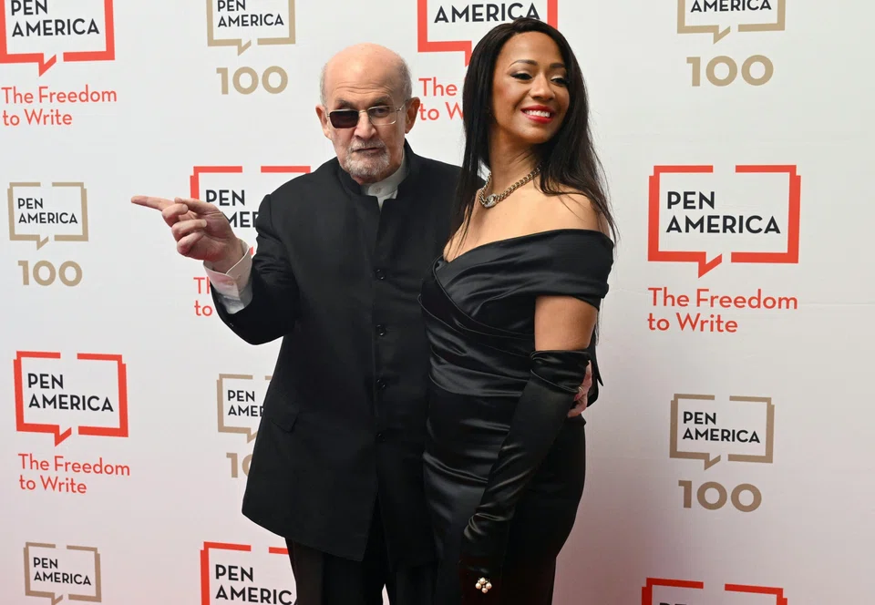 British-US author Salman Rushdie and his wife Rachel Eliza Griffiths at the PEN America Literary Gala at the American Museum of Natural History in New York City.