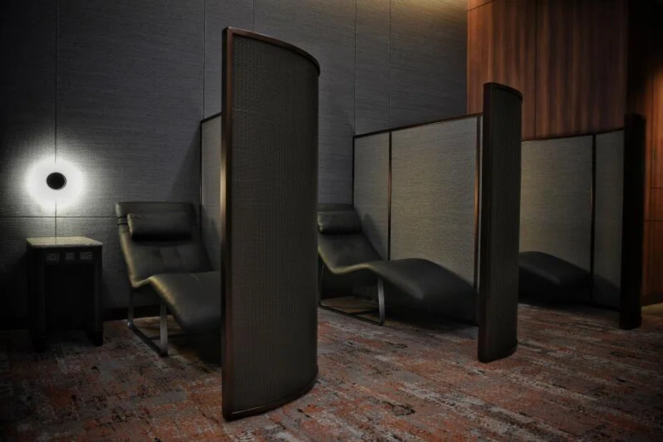 New resting pods with recliner seats at the Business Class SilverKris Lounge 