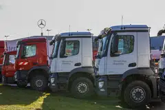 New Mercedes trucks and vans at a Daimler truck centre in Kalbach, Germany, on Thursday, Feb. 4, 2021. 