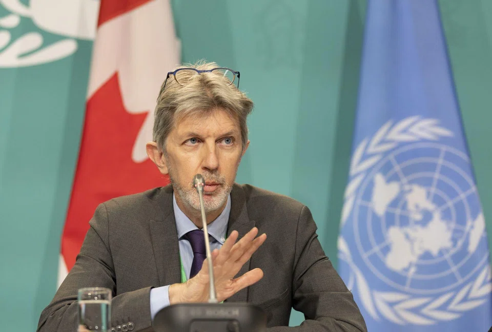 Guido Broekhoven, head of policy research and development for World Wildlife Fund International (WWF), speaks during the COP15 UN Biodiversity Conference in Montreal, Quebec, Canada, on Dec 12, 2022. 