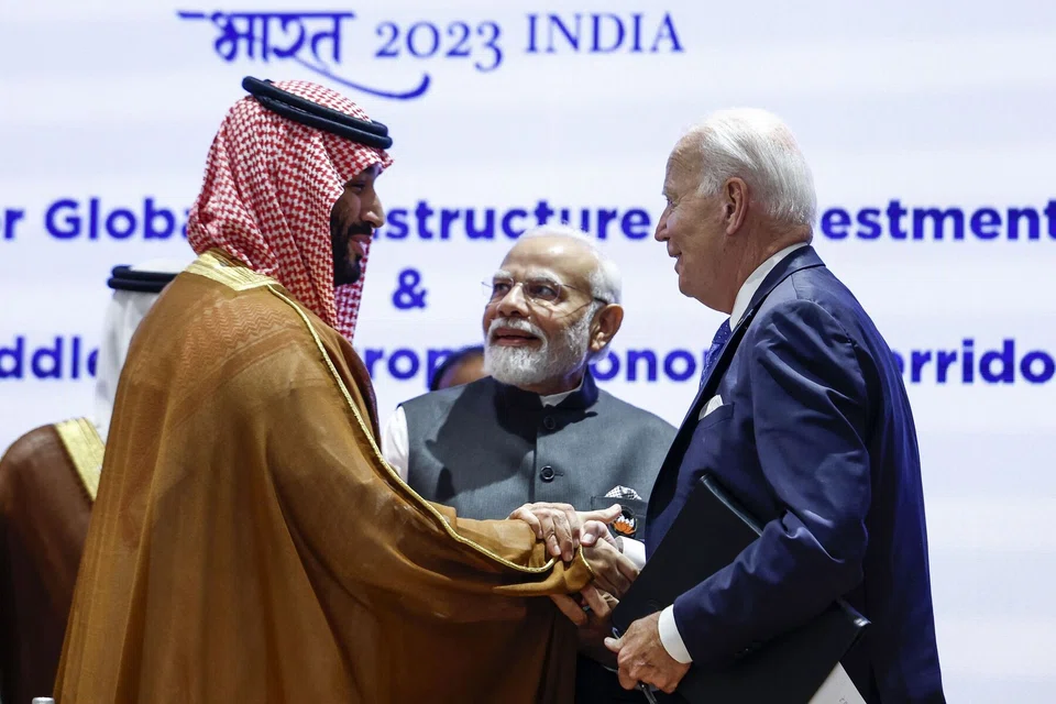Cemented at September's G20 summit by (from far left) Saudi Crown Prince Mohammed bin Salman, Indian Prime Minister Narendra Modi and US President Joe Biden, IMEC is now effectively on ice.