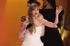 Taylor Swift accepts the award for Album of the Year for "Midnights" during the 66th Annual Grammy Awards in Los Angeles, California, Feb 4, 2024.