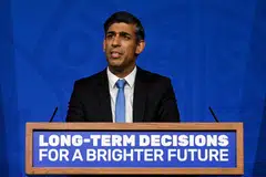 Britain's Prime Minister Rishi Sunak says his government remains committed to hitting its legally-binding target of producing net zero emissions by 2050.