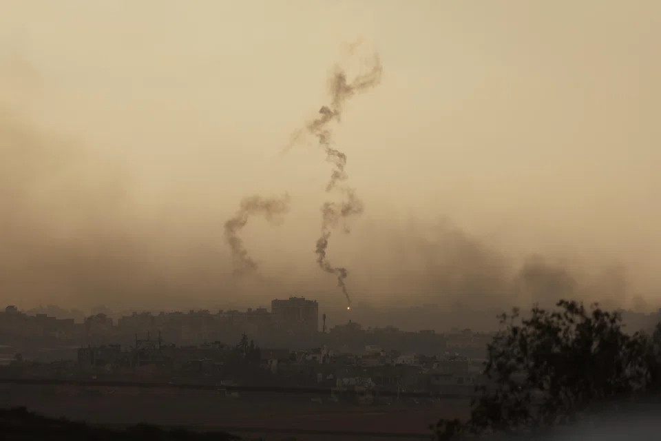 Flares over Beit Hanoun, in the northern Gaza Strip, as seen from Sderot, southern Israel, Nov 20, 2023. More than 12,000 Palestinians and at least 1,200 Israelis have been killed, according to the Israel Defence Forces (IDF) and the Palestinian health authority, since Hamas militants launched an attack against Israel from the Gaza Strip on Oct 7.