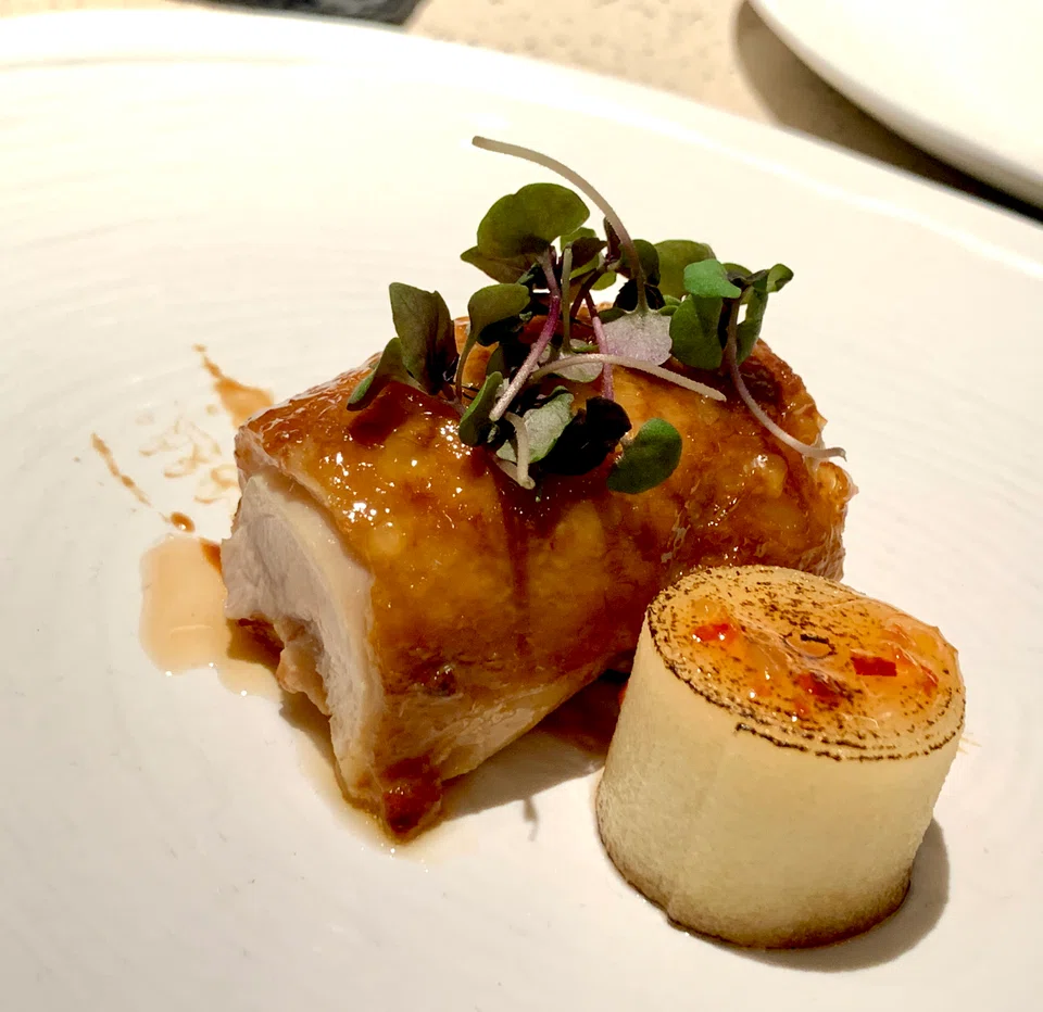 Juicy chicken roulade.