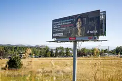 A billboard in Helena, Montana, Aug 15, 2023. A federal judge in Montana has blocked a statewide ban of TikTok from taking effect next year, at least temporarily preventing the nation's first such prohibition on the popular video app. 
