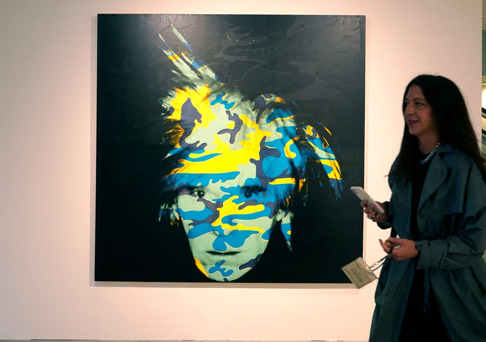 Andy Warhol's "Self Portrait" during the New York press preview on May 6, 2022 for the the Macklowe Collection at Sotheby's. 