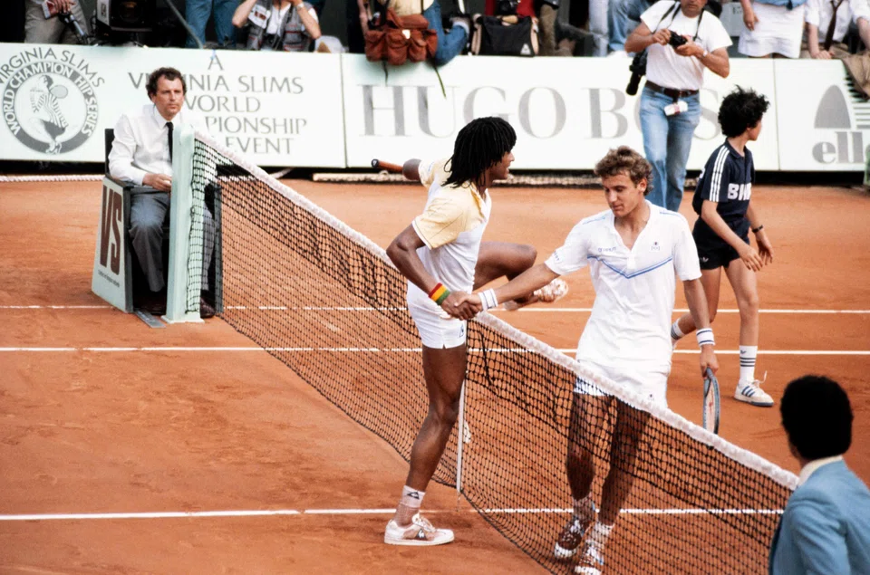 France's Yannick Noah (left) defeated Sweden's Mats Wilander at the 1983 French Open final. It's been 40 years since France last produced a men's champion at its home Grand Slam.