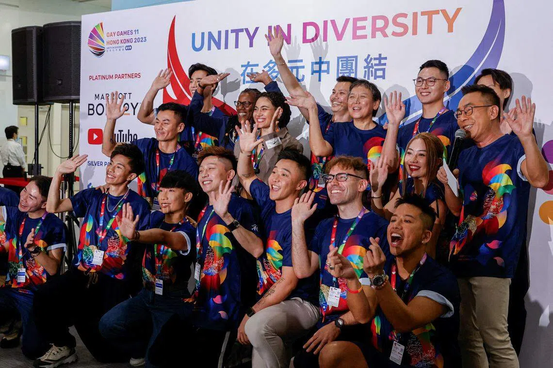 The event, which features both LGBTQ and heterosexual athletes, will see 2,381 people compete in sports including football and badminton – as well as Hong Kong dragon boat racing and mahjong – and aims to promote diversity through sport and culture.