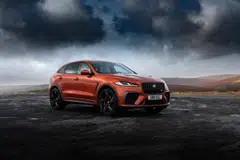 Jaguar's F-Pace SVR, a product of Tata's luxury-car unit, Jaguar Land Rover (JLR). JLR last week reported a 24 per cent jump in its wholesale volumes, excluding from China, in the January-March quarter, while retail sales grew 30 per cent as chip and other supply constraints eased.  